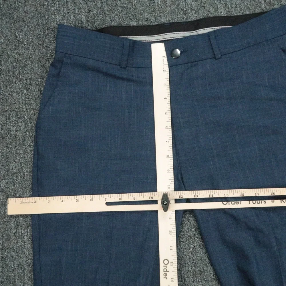 State & Liberty Pants Men 32x30 Blue Flat Front Straight Trouser Heathered Dress